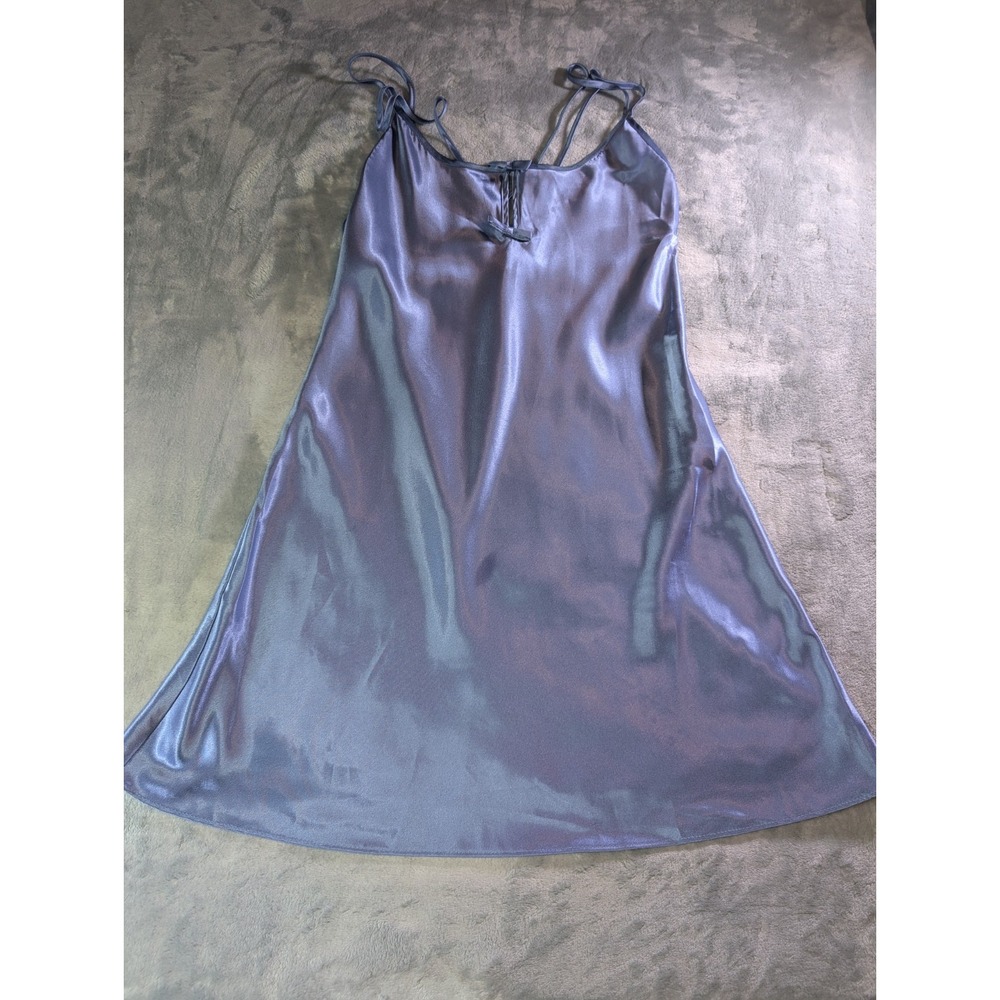 Vintage Y2K California Dynasty Lilac Purple Shiny Satin Slip Mini Dress M USA